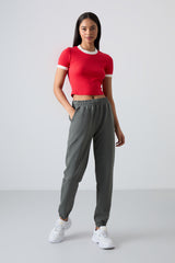 <tc>Pantalon de survêtement pour femme à taille haute, à la coupe décontractée, avec poches et bas élastiques - 94583</tc>