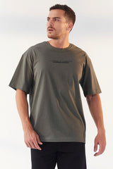 yazi baskili o yaka erkek oversize t-shirt - 87984