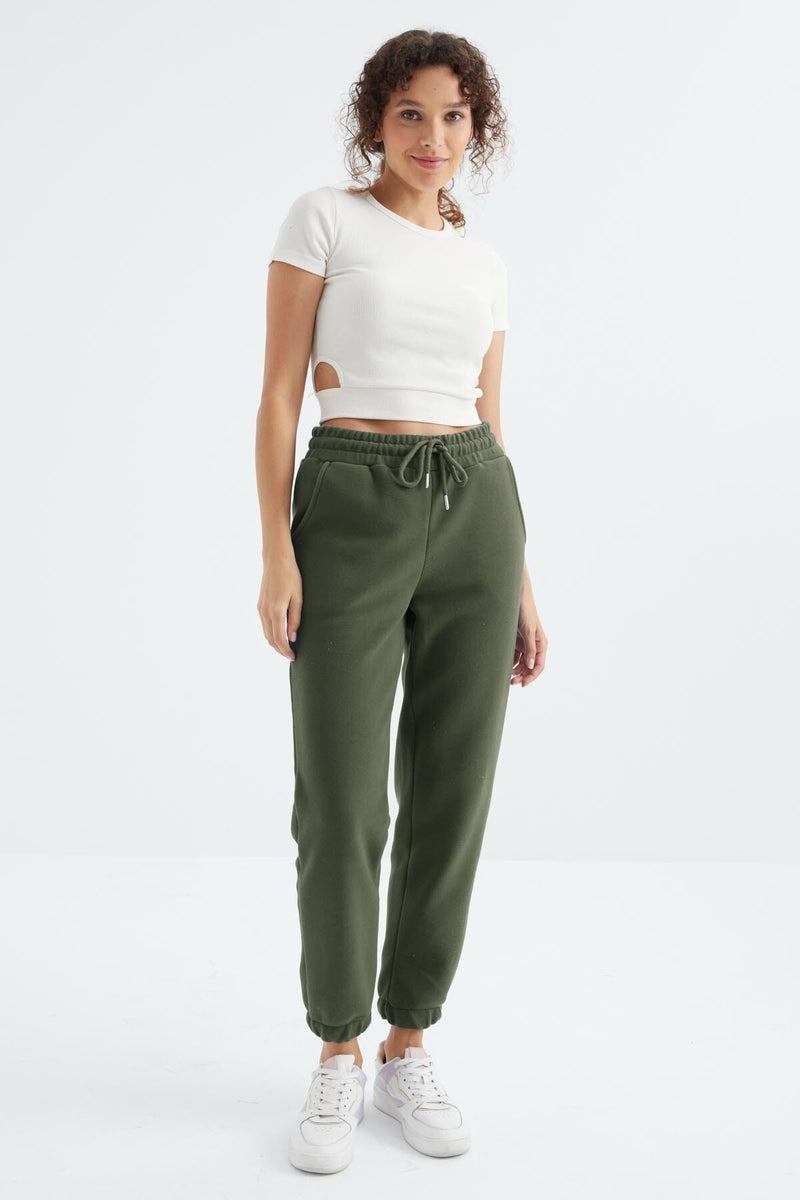 Pantalon Jogger Femme Taille Haute Basic en Polaire.