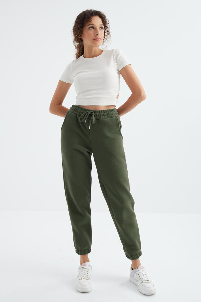 Pantalon Jogger Femme Taille Haute Basic en Polaire.