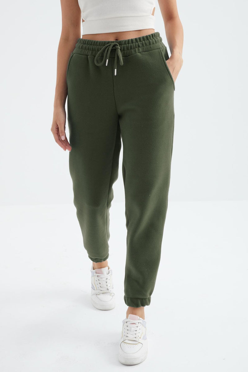 Pantalon Jogger Femme Taille Haute Basic en Polaire.