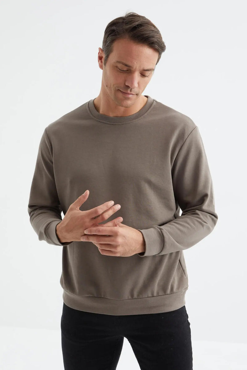 Sweatshirt pour homme à col rond, coupe décontractée - 88053