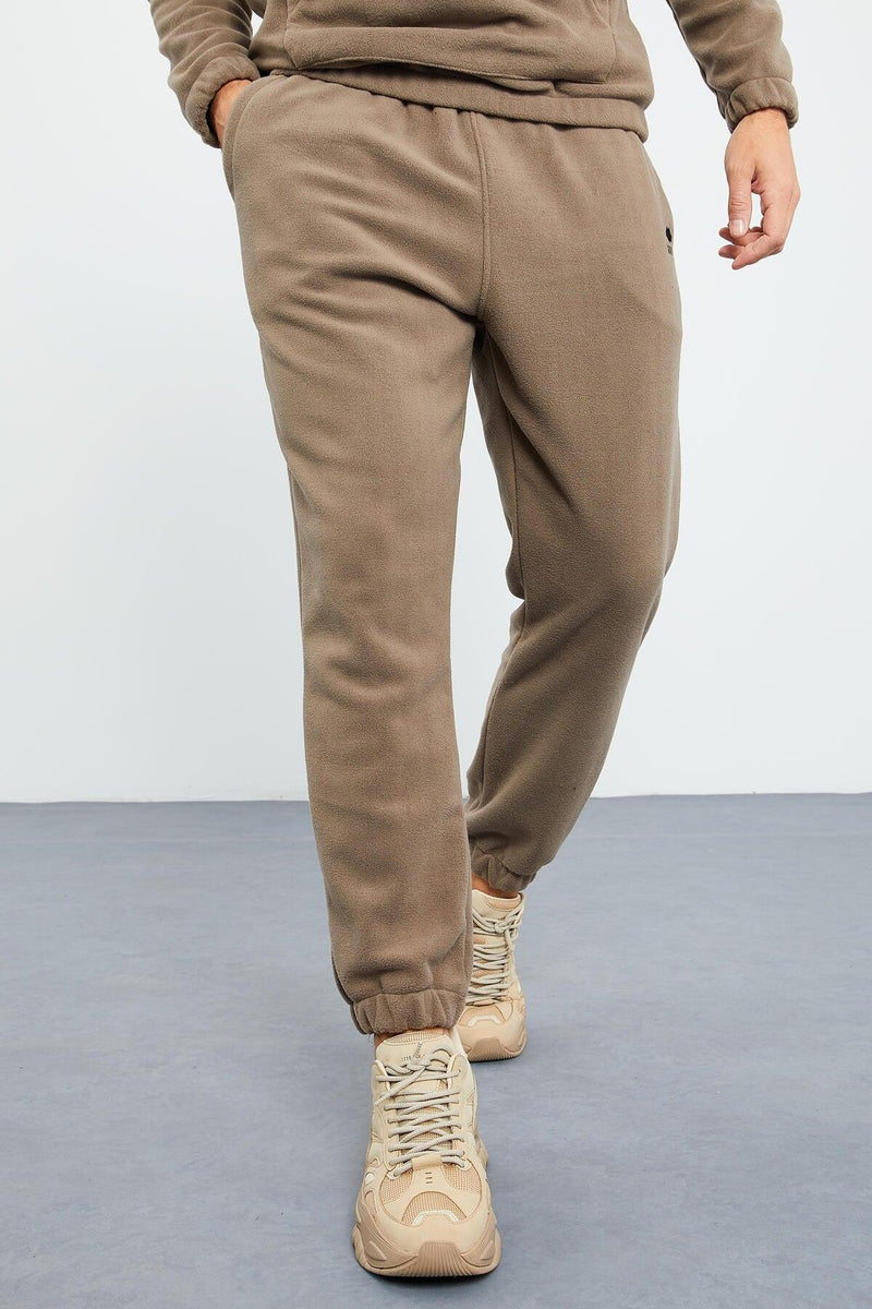 Ensemble de survêtement pour homme en polaire à demi-fermeture éclair, col montant et bas de pantalon élastiqués - 85159