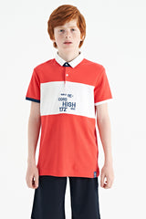 <tc>T-shirt garçon à col polo, coupe standard, avec détails brodés et dégradé de couleurs - 11110</tc>