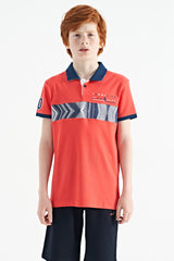 <tc>T-shirt pour garçon à col polo, coupe standard, avec détails de bande imprimée - 11162</tc>