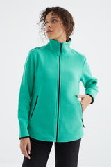 <tc>Sweatshirt femme en polaire à col montant avec fermeture éclair, coupe décontractée - 97173</tc>