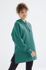 reglan kol basic kapüşonlu oversize tunik - 97242