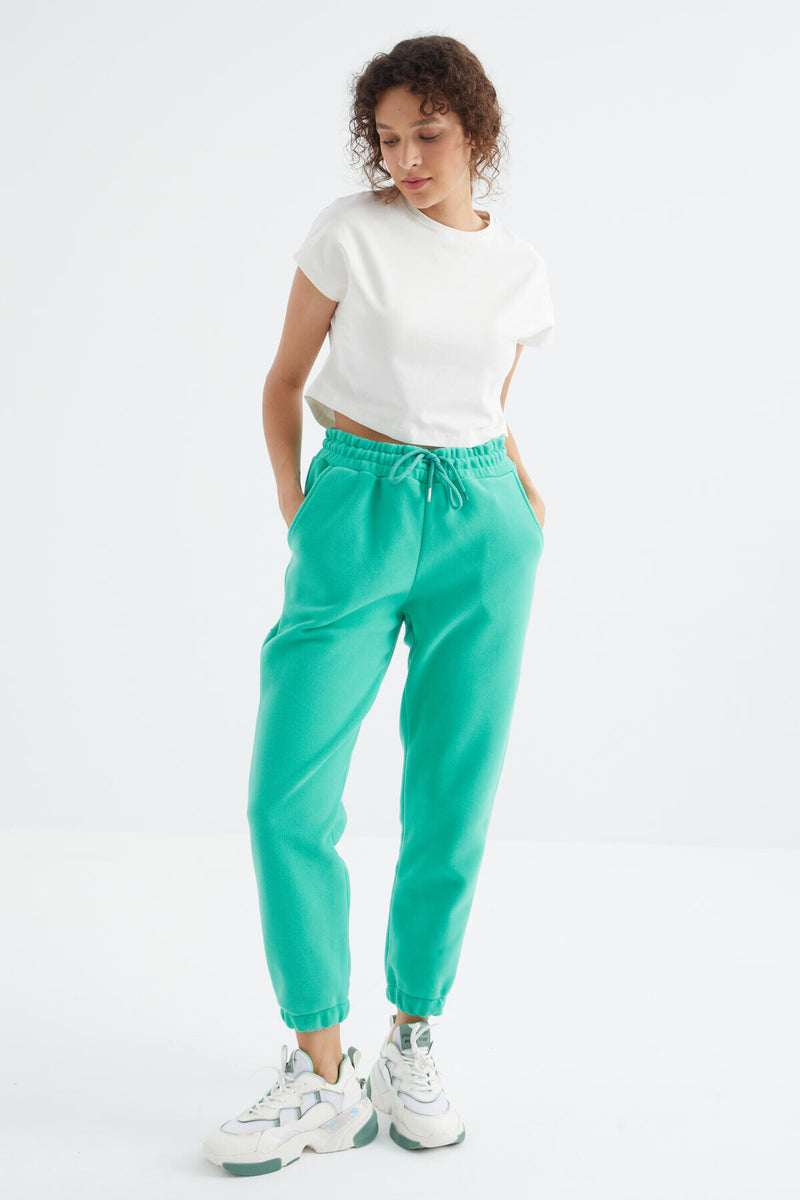 Pantalon Jogger Femme Taille Haute Basic en Polaire.