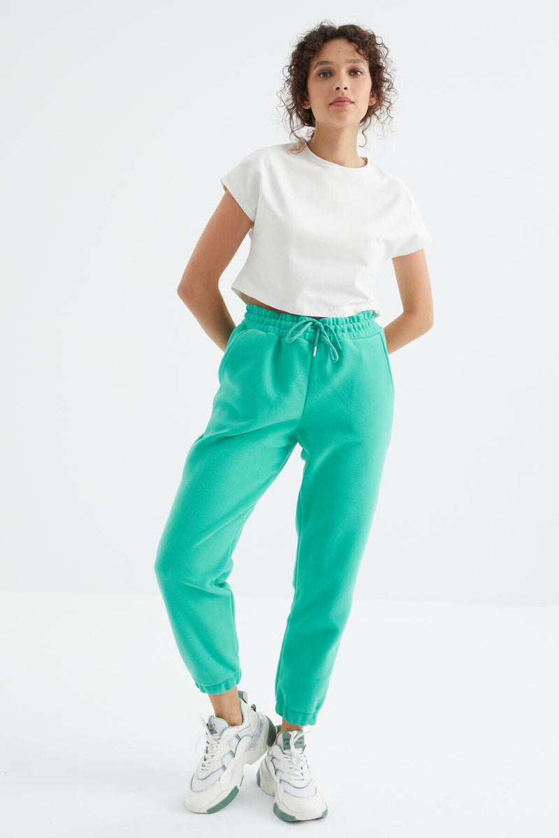 Pantalon Jogger Femme Taille Haute Basic en Polaire.