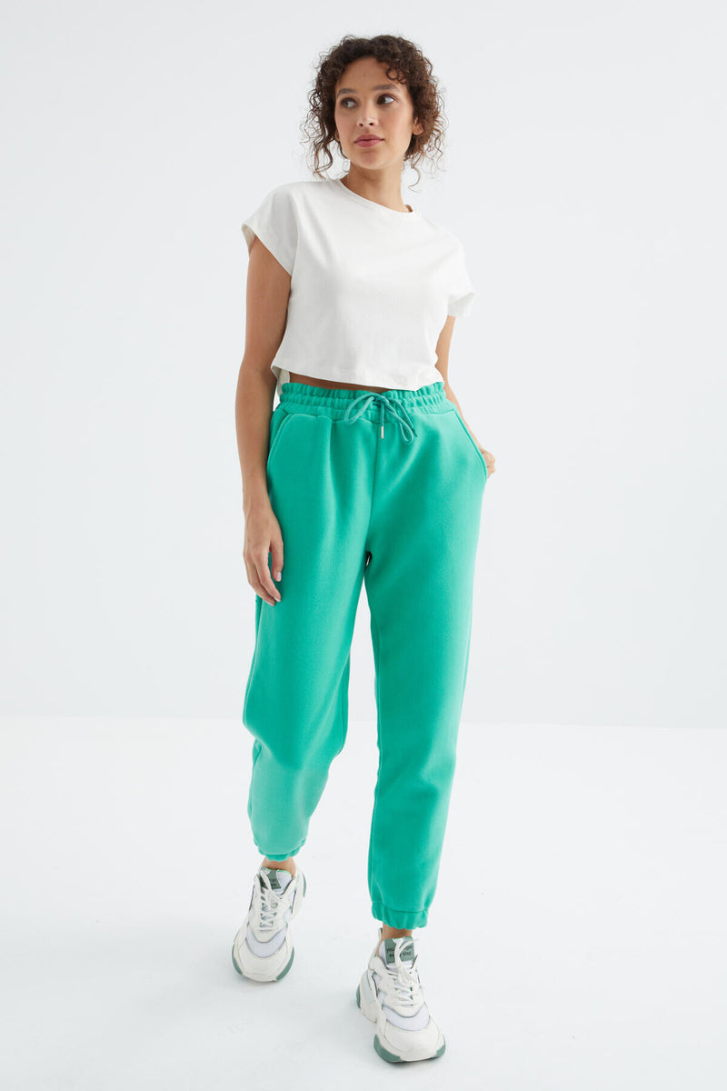 Pantalon Jogger Femme Taille Haute Basic en Polaire.