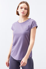 <tc>T-shirt femme à col rond, manches courtes, coupe standard avec ouverture dans le dos - 97101</tc>