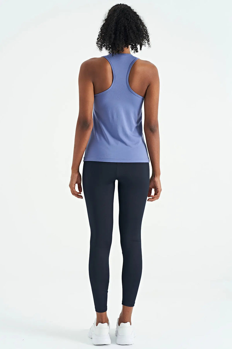 Débardeur de sport pour femme à col rond, sans manches, avec détails fente - 97256