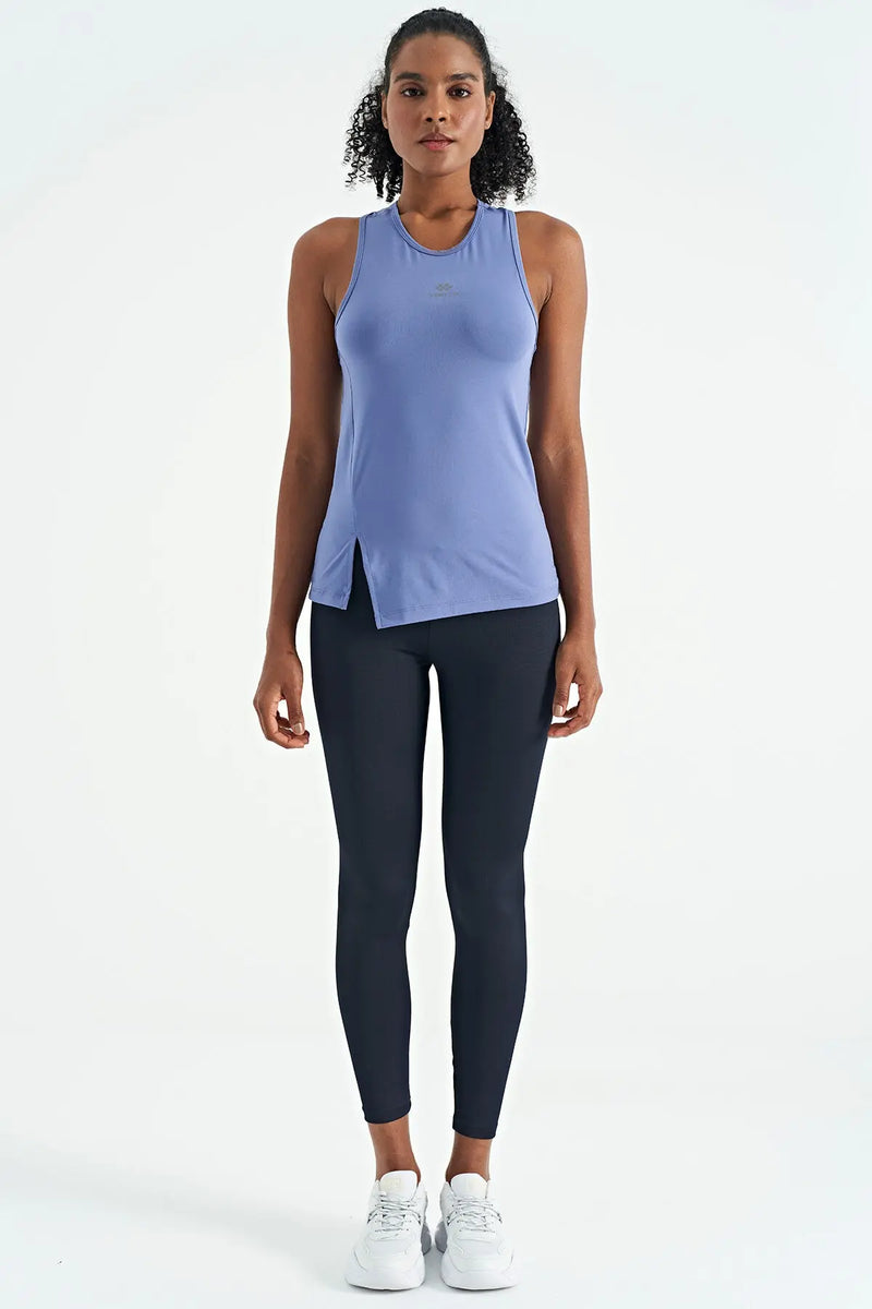 Débardeur de sport pour femme à col rond, sans manches, avec détails fente - 97256