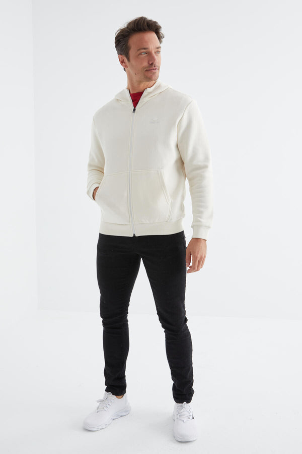 <tc>Sweatshirt pour homme à capuche, coupe décontractée, avec détails de broderie et fermeture éclair - 88035</tc>