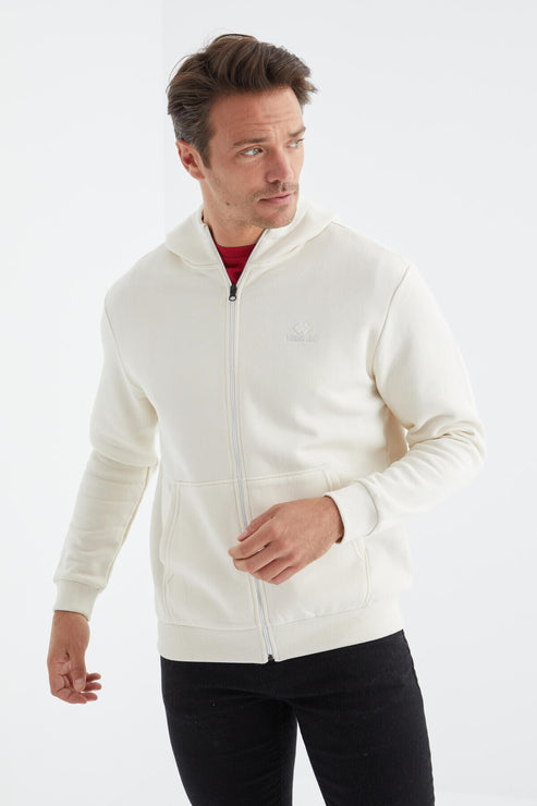 <tc>Sweatshirt pour homme à capuche, coupe décontractée, avec détails de broderie et fermeture éclair - 88035</tc>