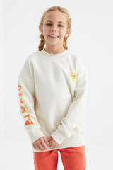 <tc>Sweatshirt fille col rond avec détail imprimé - 75095</tc>