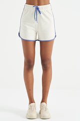 <tc>Short court pour femme à coupe standard avec détails de biais et cordon de serrage - 02158</tc>