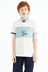 <tc>T-shirt garçon à col polo, coupe standard, avec détails brodés et dégradé de couleurs - 11110</tc>