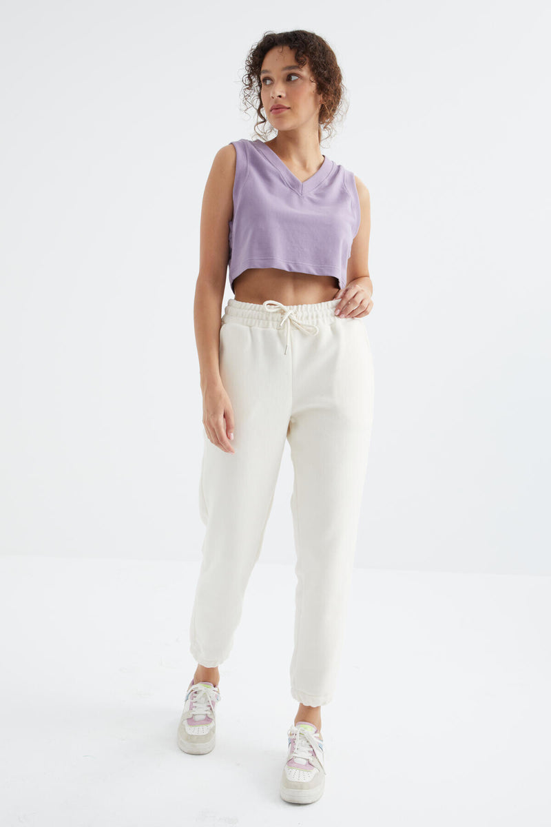 Pantalon Jogger Femme Taille Haute Basic en Polaire.
