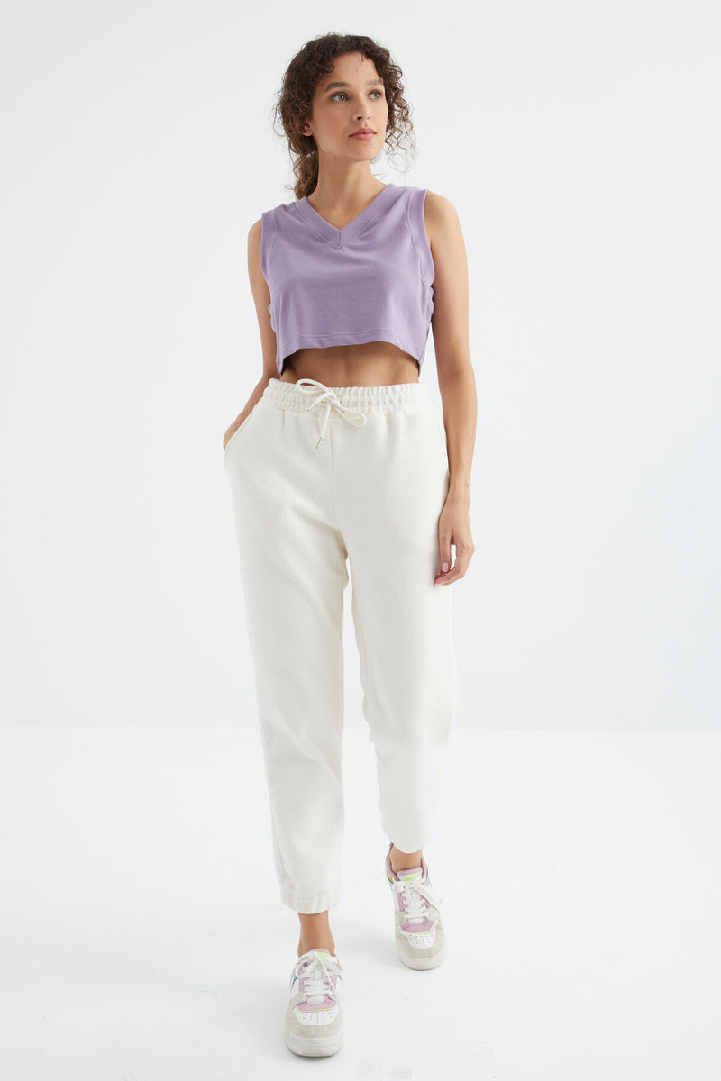 Pantalon Jogger Femme Taille Haute Basic en Polaire.