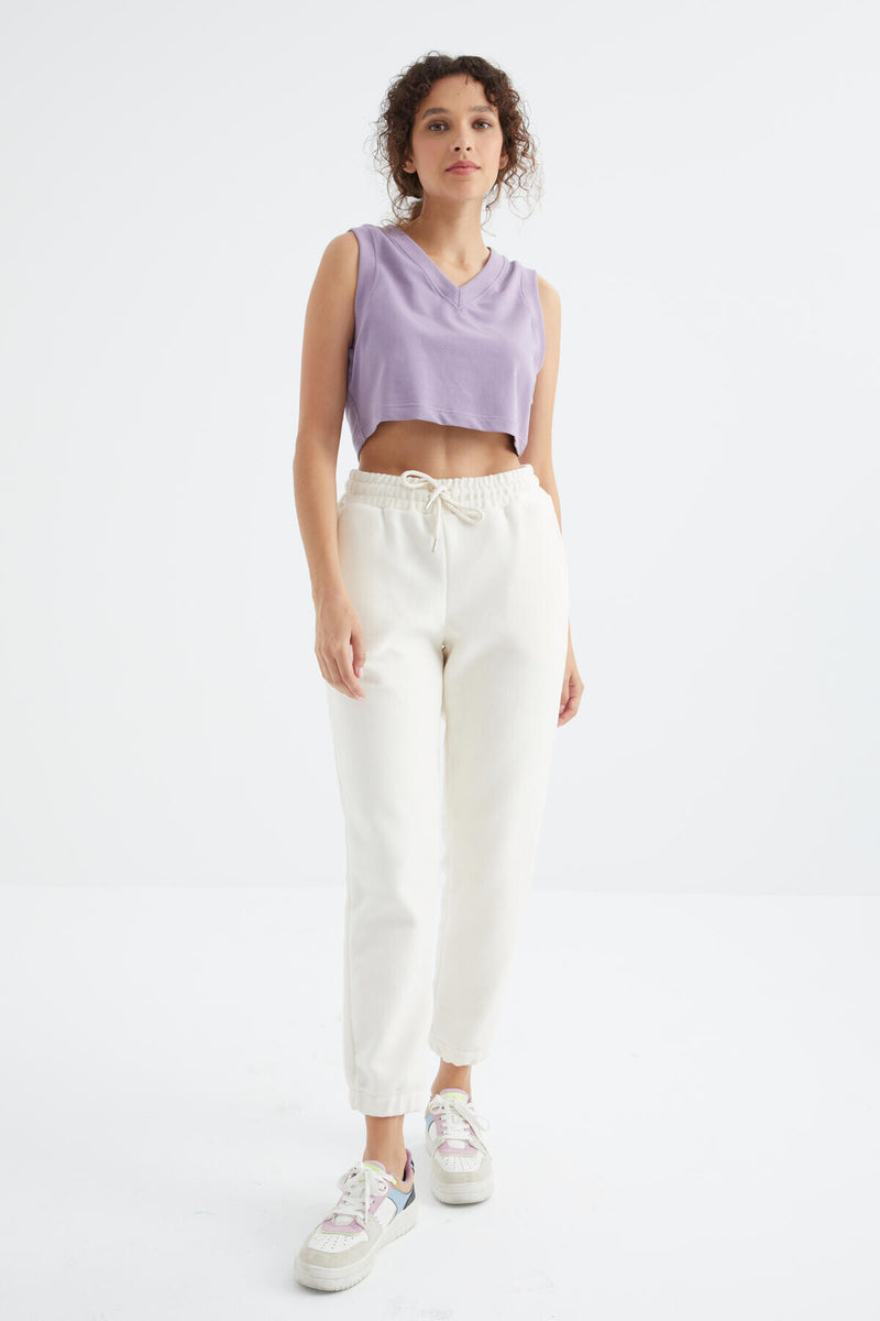 Pantalon Jogger Femme Taille Haute Basic en Polaire.