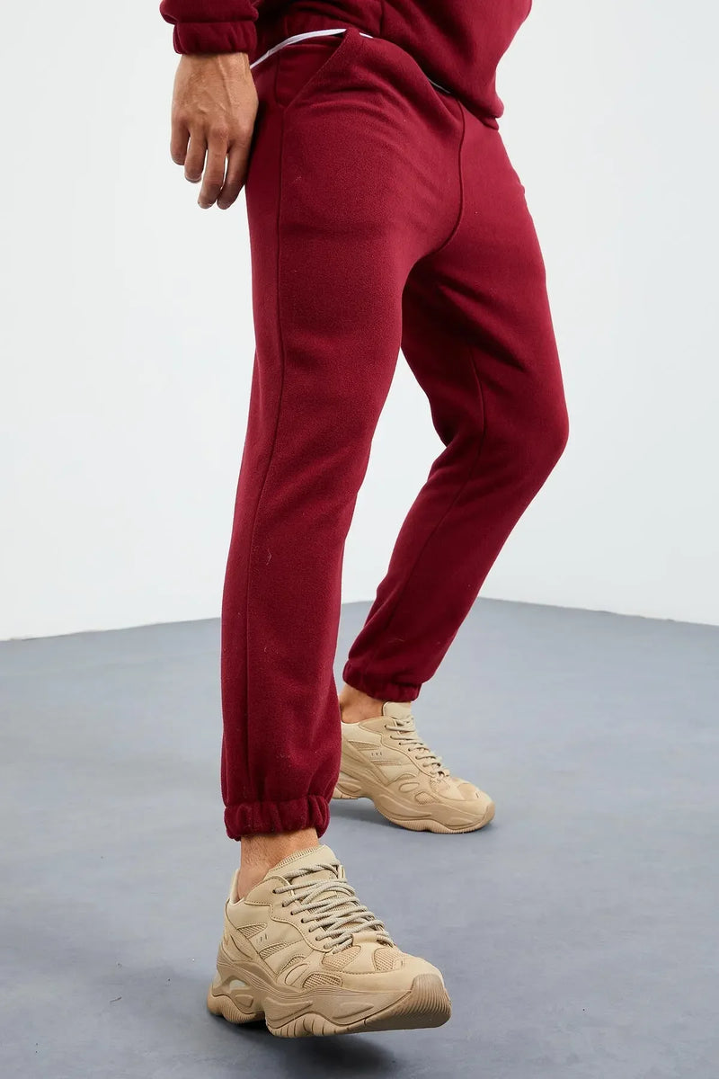 Ensemble de survêtement pour homme en polaire à demi-fermeture éclair, col montant et bas de pantalon élastiqués - 85159