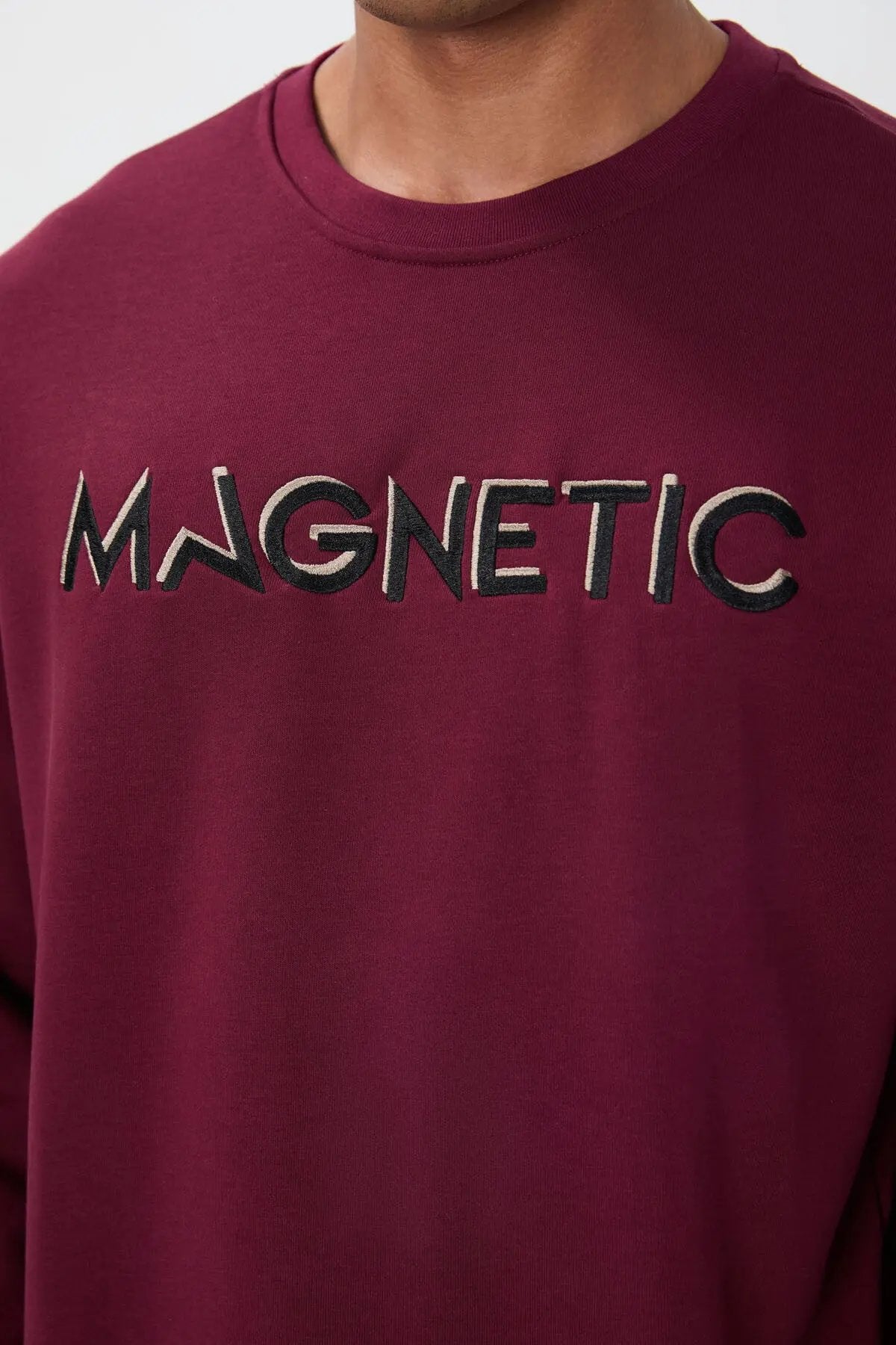 yazi nakişli o yaka rahat form erkek sweatshirt - 88020 - Justyol