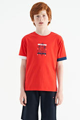 <tc>T-shirt oversize pour garçon à col rond, avec détails d'imprimé et poignets de couleur - 11137</tc>