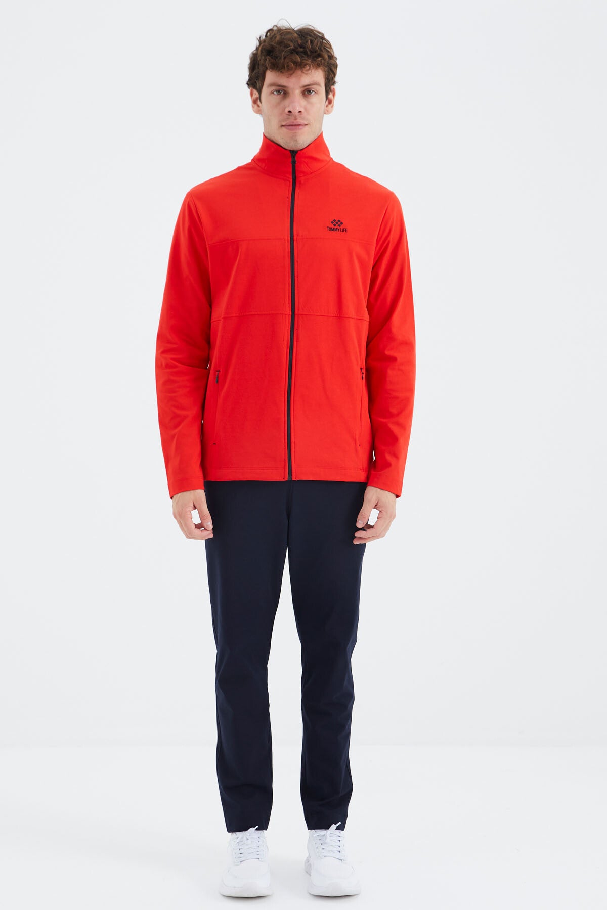 <tc>Ensemble de survêtement pour homme en couleur pierre, col montant, avec poches cachées et coupe décontractée - 85217</tc>