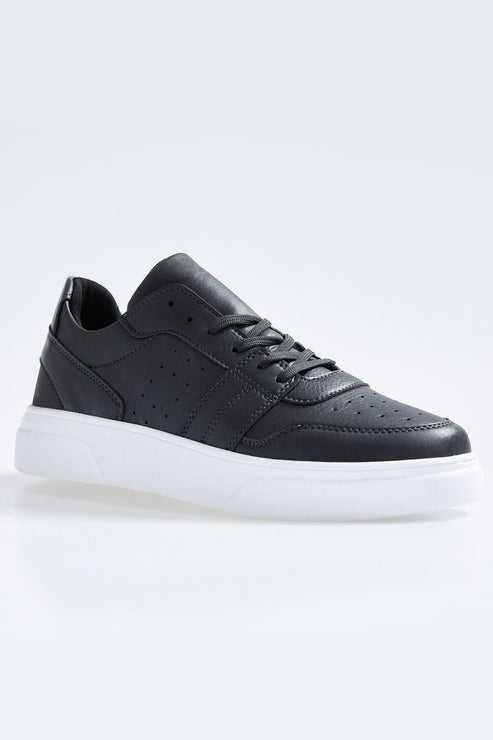 <tc>Chaussures de sport pour homme en simili cuir perforé avec lacets, couleur fumée</tc>