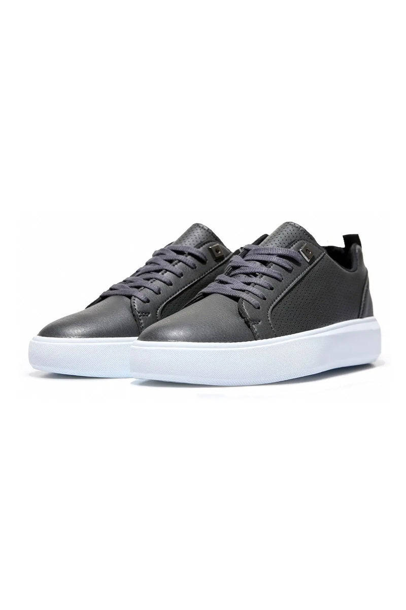 Baskets Homme en Similicuir Perforé à Lacets - 89055