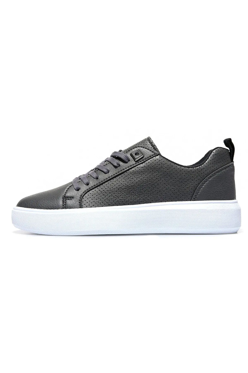 Baskets Homme en Similicuir Perforé à Lacets - 89055