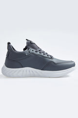 <tc>Baskets homme en simili cuir à lacets avec semelle haute en gris foncé - 89115</tc>