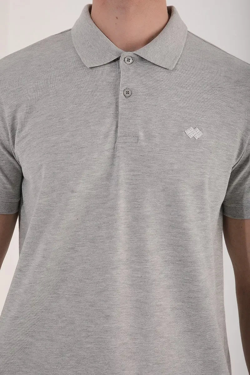 Polo homme en maille avec logo col polo coupe standard- 87748 - Justyol