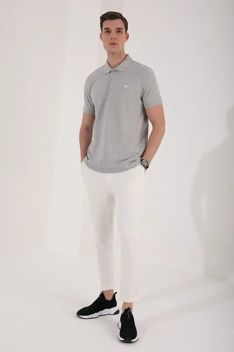 Polo homme en maille avec logo col polo coupe standard- 87748 - Justyol