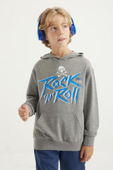 <tc>Sweatshirt pour garçon à capuche avec poche kangourou, coupe standard, imprimé texte - 11002</tc>