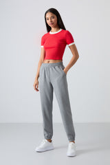 <tc>Pantalon de survêtement pour femme à taille haute, à la coupe décontractée, avec poches et bas élastiques - 94583</tc>