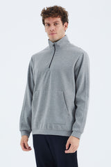 <tc>Sweatshirt homme à col montant, demi-zip et détail de poche - 88278</tc>