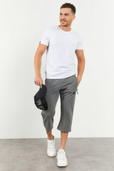 <tc>Capri pour homme gris mélangé avec poches zippées et cordon de serrage, coupe standard - 83094</tc>