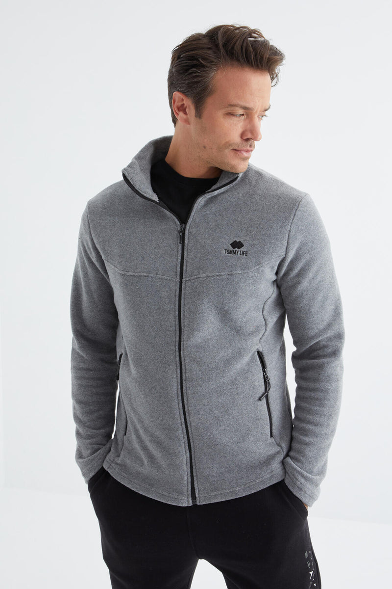 Sweatshirt Polar Homme à Col Zippé - Coupe Standard - Couleur Lavande