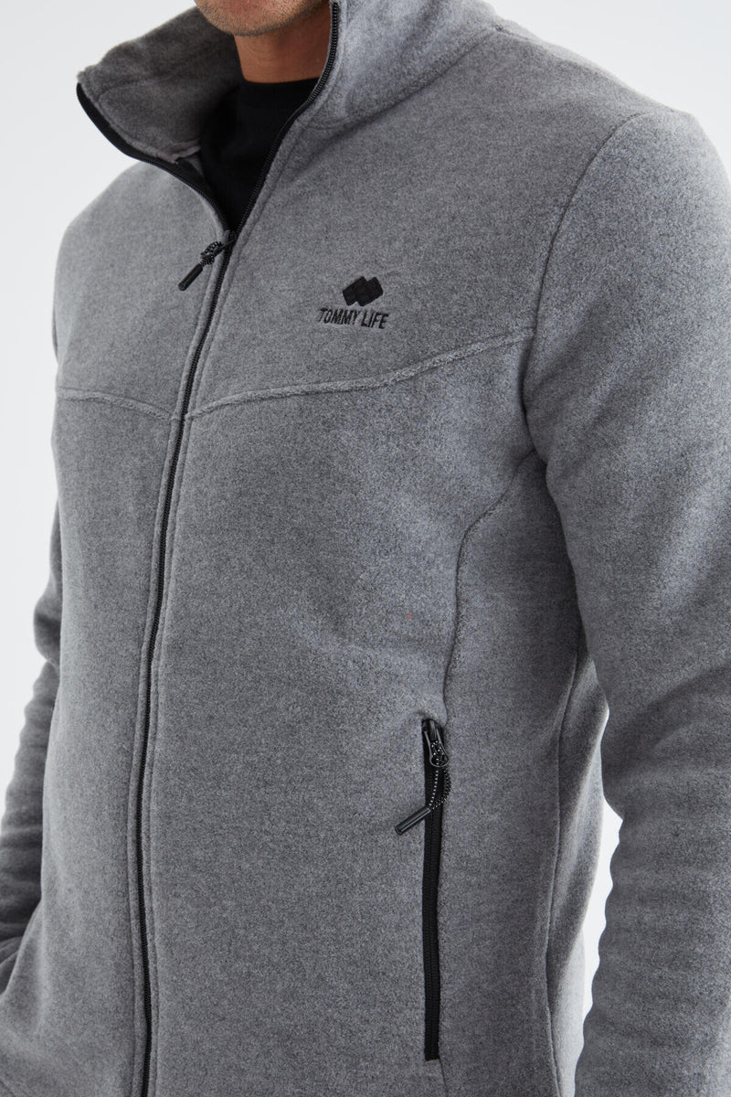 Sweatshirt Polar Homme à Col Zippé - Coupe Standard - Couleur Lavande