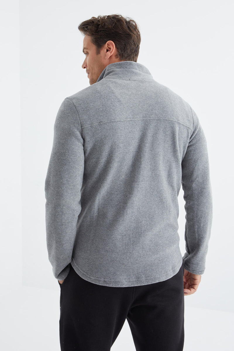 Sweatshirt Polar Homme à Col Zippé - Coupe Standard - Couleur Lavande