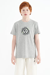 <tc>T-shirt pour garçon à col rond, coupe standard, avec détails de broderie - 11115</tc>