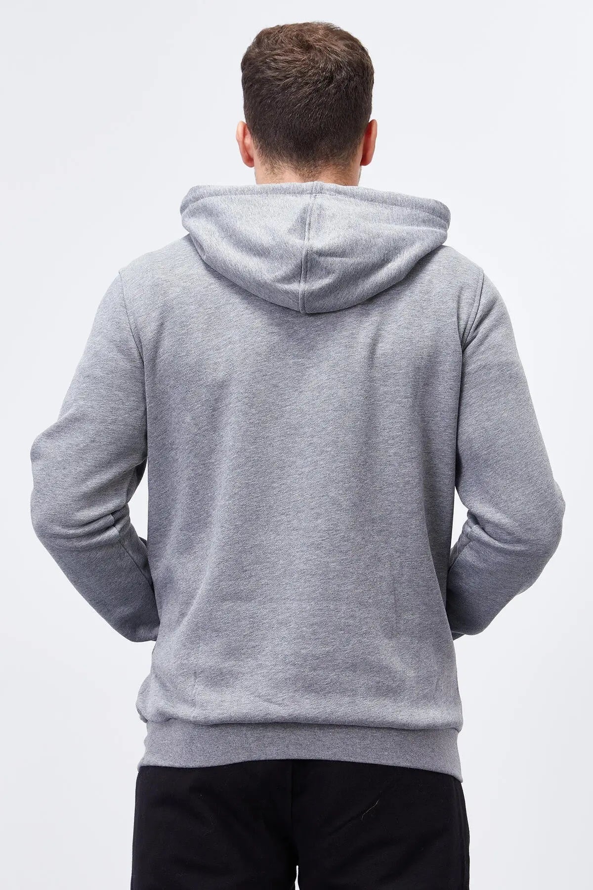 nakişli kanguru cep standart kalip kapüşonlu erkek sweatshirt - 87839 - Justyol