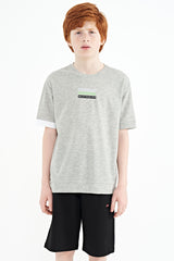 <tc>T-shirt oversize pour garçon à col rond avec broderie de texte - 11146</tc>