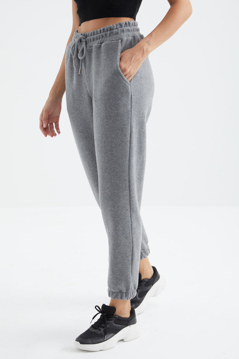 Pantalon Jogger Femme Taille Haute Basic en Polaire.