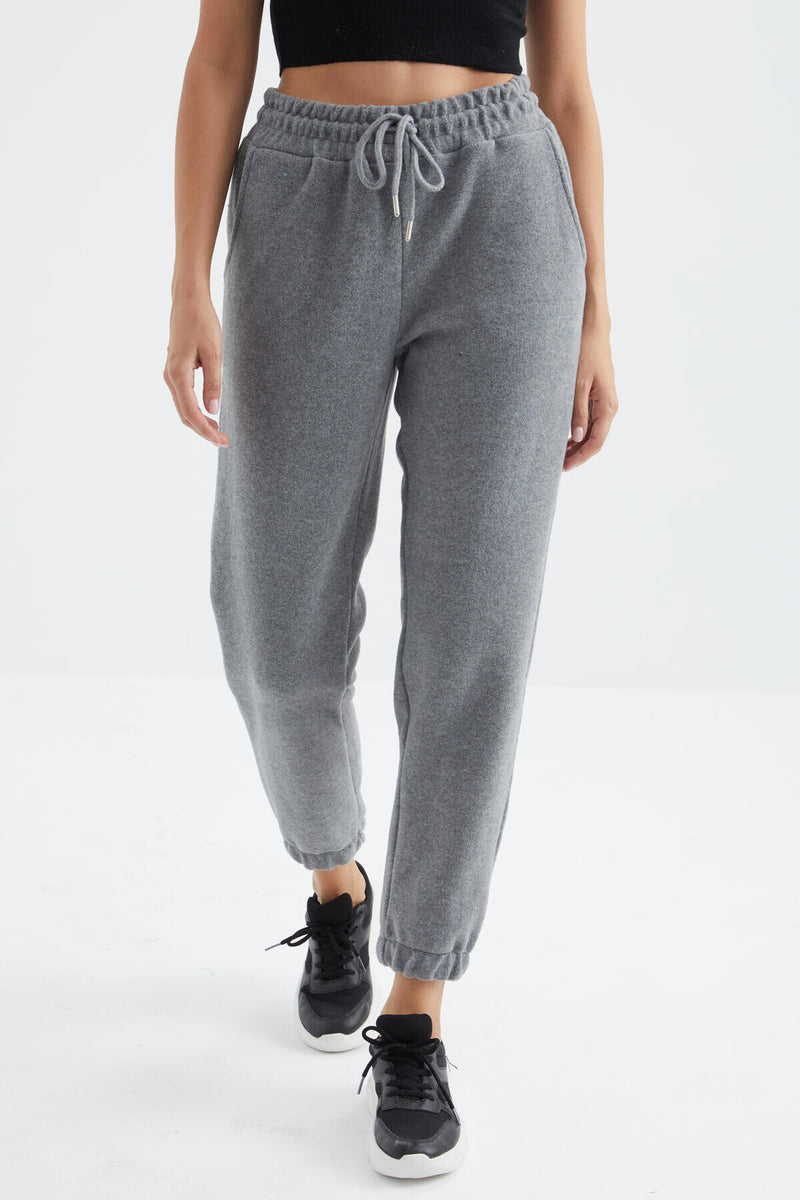 Pantalon Jogger Femme Taille Haute Basic en Polaire.