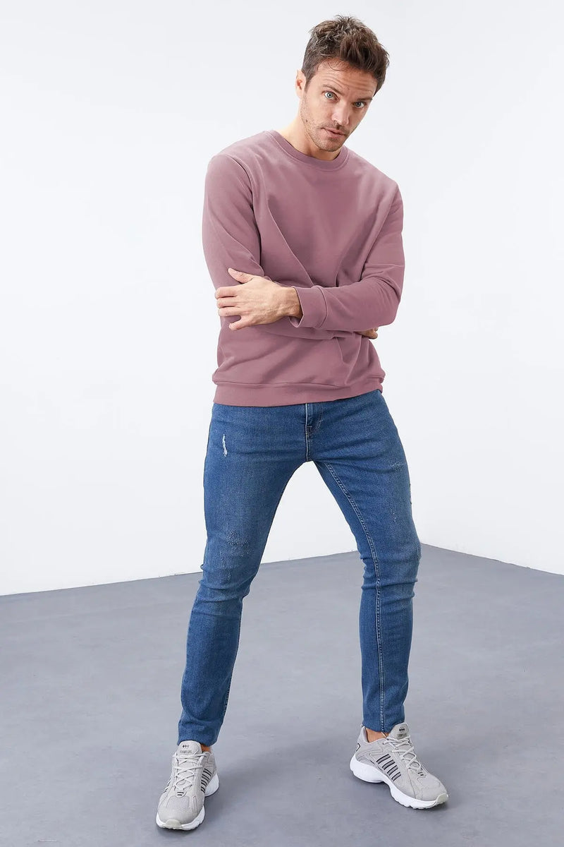 Sweatshirt pour homme à col rond, coupe décontractée - 88053