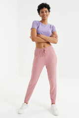 <tc>Pantalon de jogging en tissu froncé femme à taille élastique avec cordon - 94620</tc>