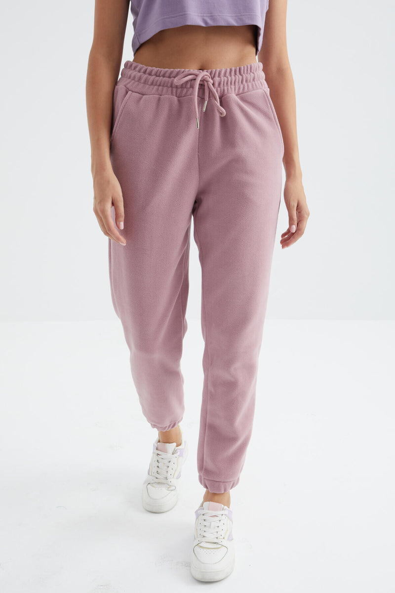 Pantalon Jogger Femme Taille Haute Basic en Polaire.